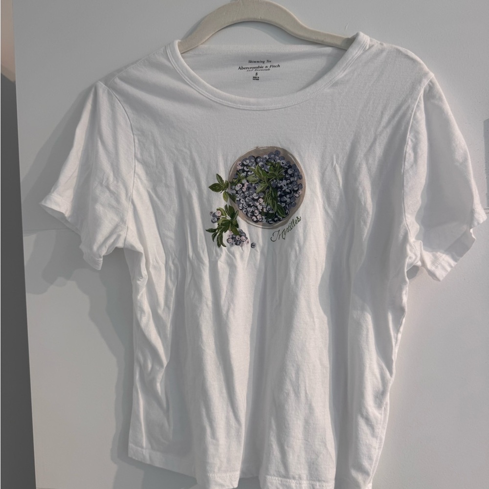 Abercrombie & Fitch White Tee with Blue Floral Design